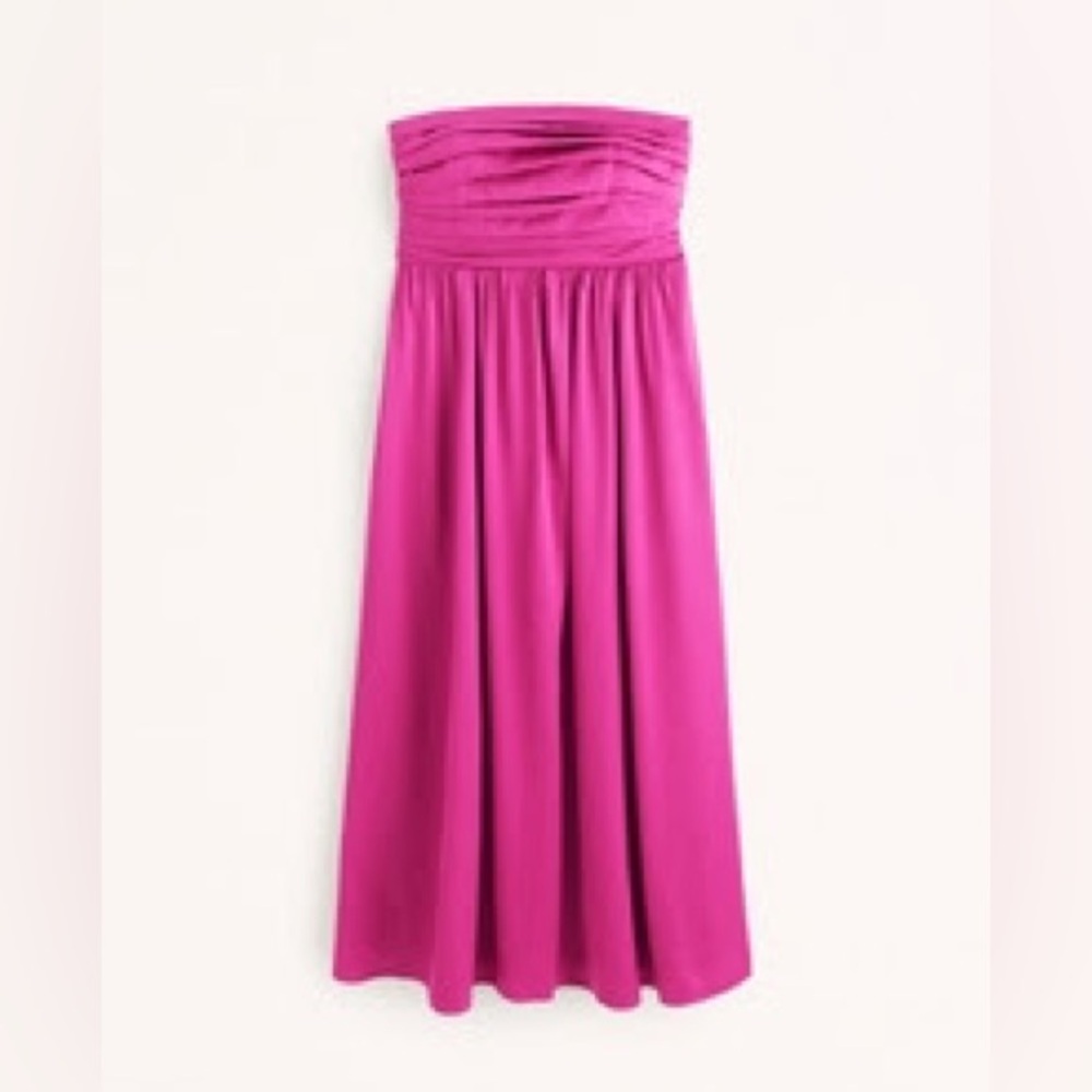 A&F Emerson Ruched Strapless Midi Dress